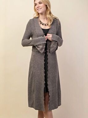 VOCAL • Studded Lace Cardigan in Stone